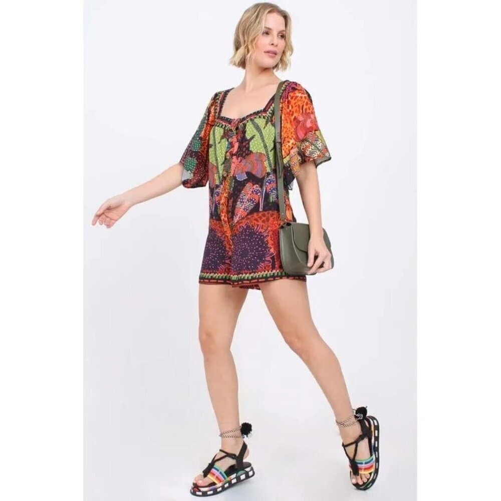 Farm Rio printed button front romper - Picture 2 of 7